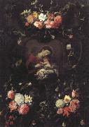 Garland of Flowers,with the Virgin and Child Daniel Seghers